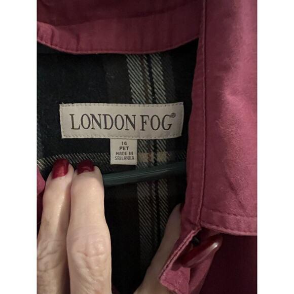 london fog raspberry button down car coat plaid removable lining size 14P - Picture 4 of 8